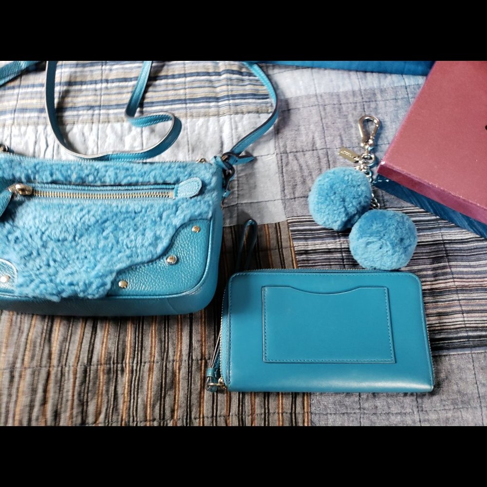 Coach 36490 Small Rhyder Pochette in Shearling blue set - Picture 4 of 7